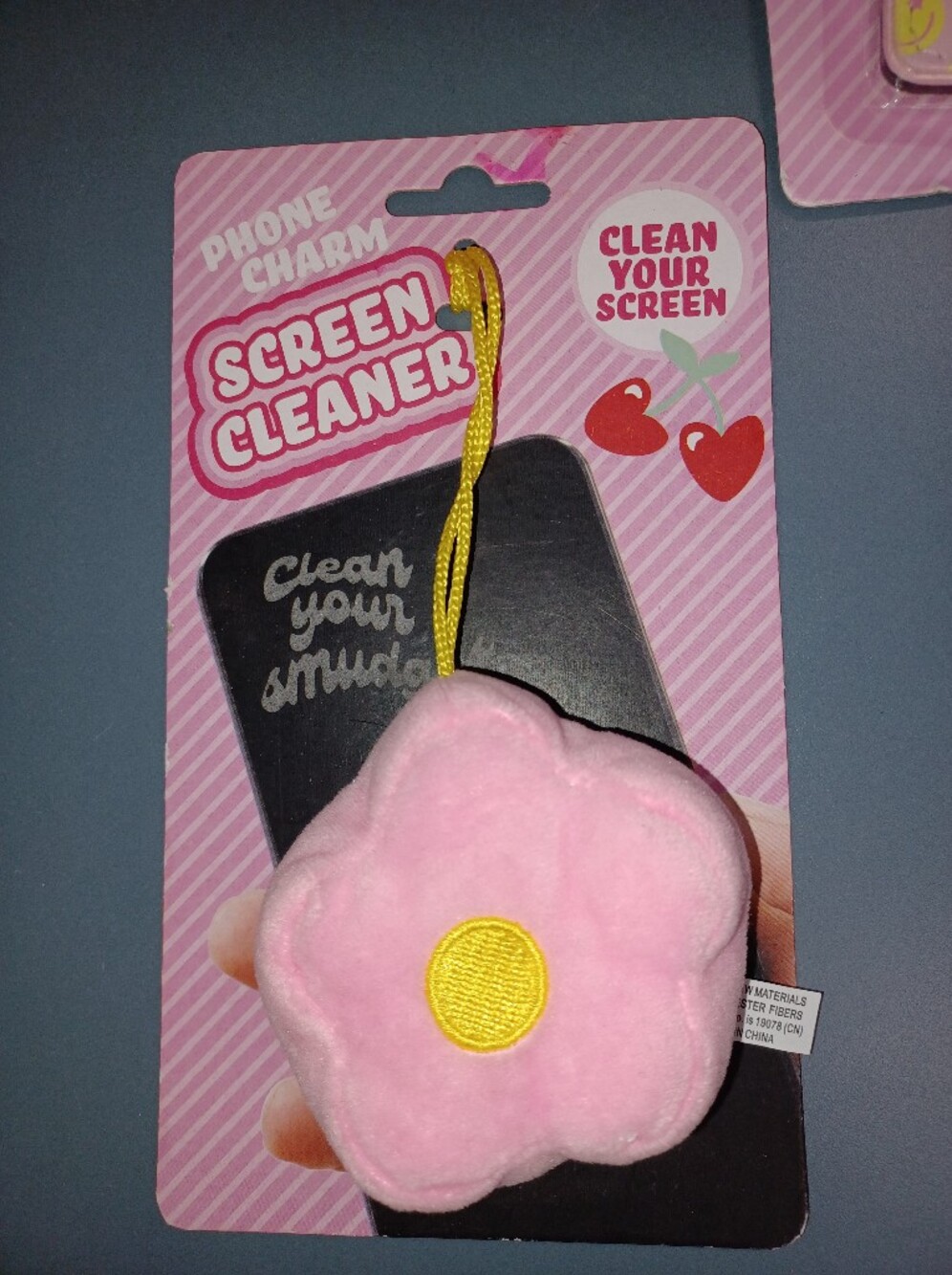 Pink Flower Phone Screen Cleaner Charm